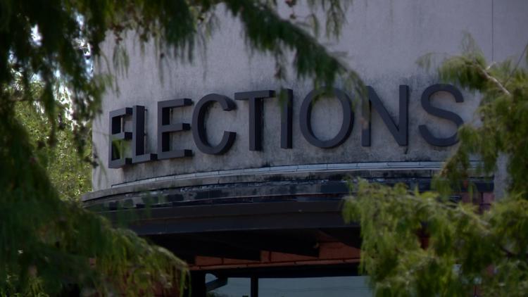 A vibrant community scene at a San Antonio Public Library during early voting.