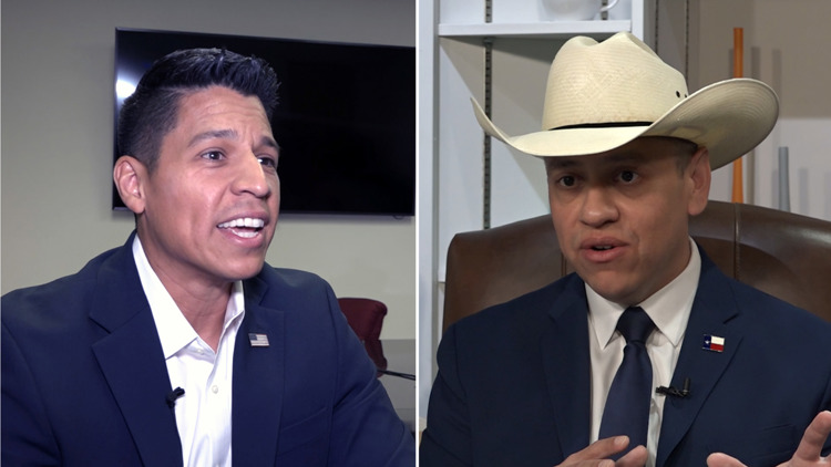 Candidates Carlos De La Cruz and Johnny Garcia at a community meeting discussing cost of living issues.