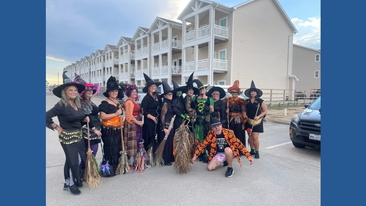 Salty Witches celebrating Halloween on North Padre Island